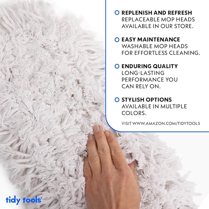 Commercial Dust Mop – 36 Inch Floor Sweeper for Hardwood, Reusable Cotton Mop Head, Extendable Handle, Dry Mop for Floor Cleaning & Janitorial Supplies