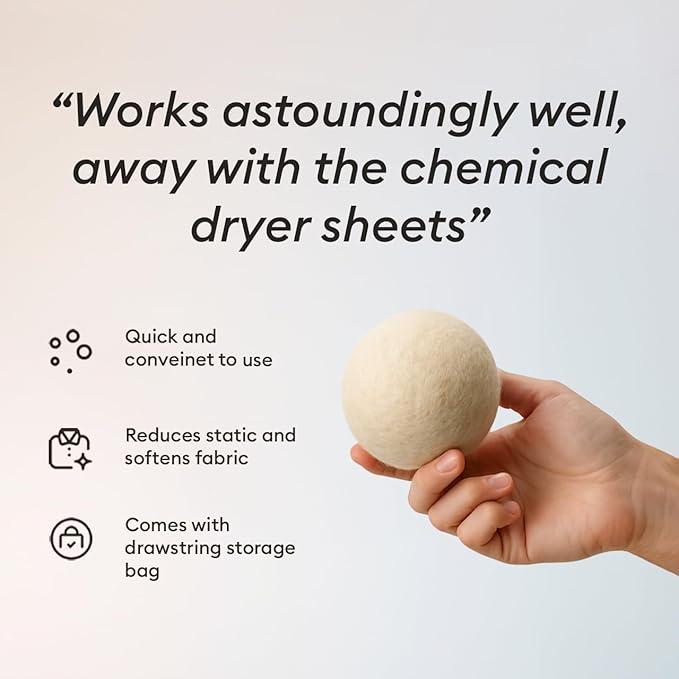Vove Natural Hemp Dryer Balls Kit with Scent Drops - 4 Pack & Essential Oil Blend - 5X More Absorbent Than Wool - Natural Softener, Reduces Wrinkles and Static, Customizable Fresh Scent, Reusable