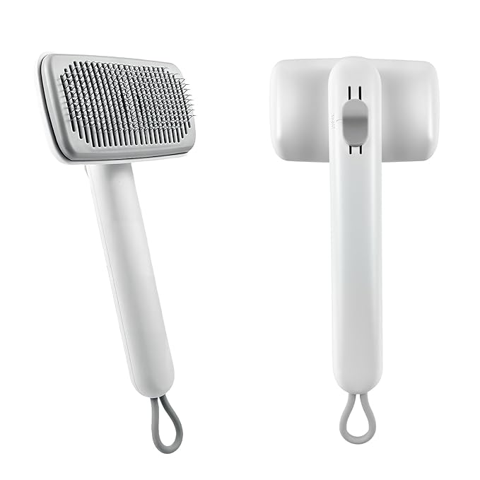 Self Cleaning Deshedding Cat Brush for Dogs & Cats,Adjustable Cat Brushes for Indoor Cats, Easy to Clean Grooming Tool for Long & Short Haired Pets