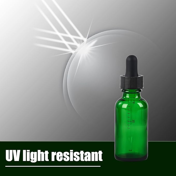 48 Pcs, 1oz Glass Dropper Bottle, Leakproof Tincture Bottles with Dropper, Green Reusable Eye Dropper Bottle for All Kinds of Liquids (Green, 1oz-48pcs)