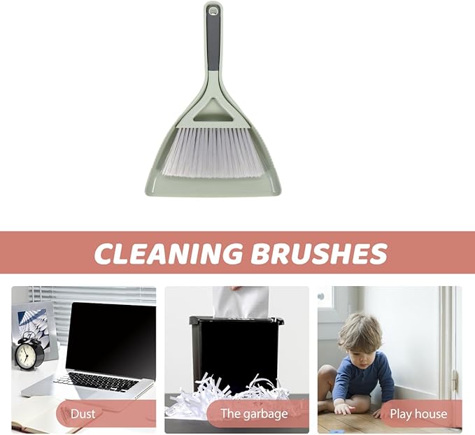 UTHCLO Mini Broom and Dustpan Set Portable Handheld Desktop Cleaning Kit Compact Small Dustpan Brush for Keyboard Laptop Tabletop Use