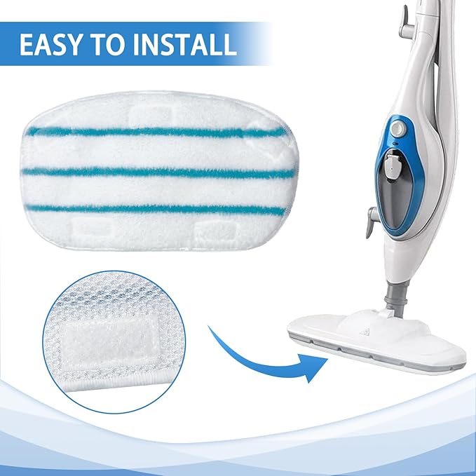 Steam Mop Pads Compatible with PurSteam ThermaPro 10-in-1 and ThermaPro 211 Steam Mop Cleaner Microfiber Pur steam Mop Replacement Pads (Blue and White-4pcs)