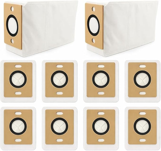 10 Pack YUJINRU Replacement Accessories Kit Compatible with ILIFE V9 Pro/ A30 Pro/A12 Pro Self Emptying Robot Vacuum Cleaner, Dust Bag Collecting Bags Accessory Set