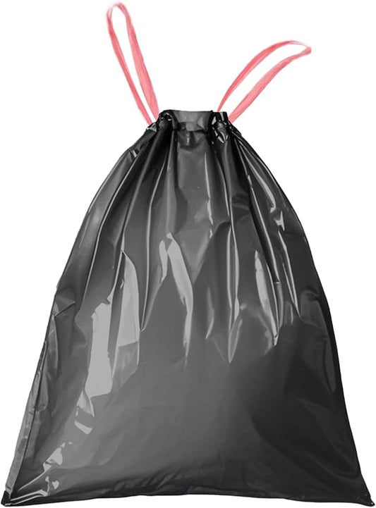 8 Gallon Trash Bags Drawstring, Pack of 40, 8 Gal Garbage Bag, 55x65cm Size, 8.4g/pcs, Unscented, Black