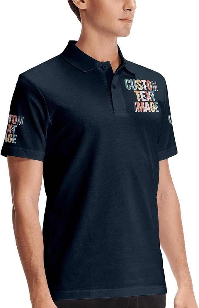 Personalised Polo Shirt Custom Work Shirts for Men Women Printed Text or Logo Working Top, Casual Wear, and Sports Teams