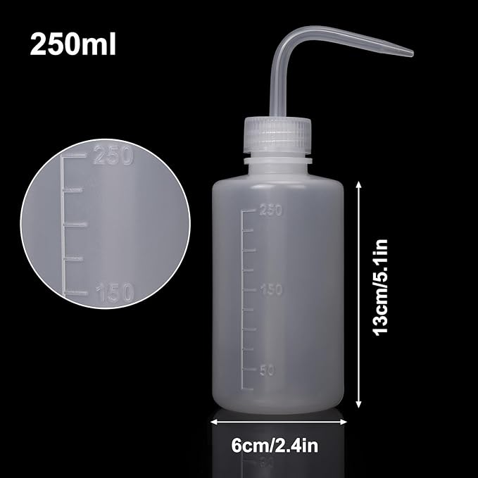 DEPEPE 6-Pack 250ml Squeeze Bottles for Liquids, LDPE Plastic Safety Squirt Bottle with Narrow Mouth & Scale Labels, Small Watering Can for Indoor Plants, Lab Tattoo Cleaning Tools