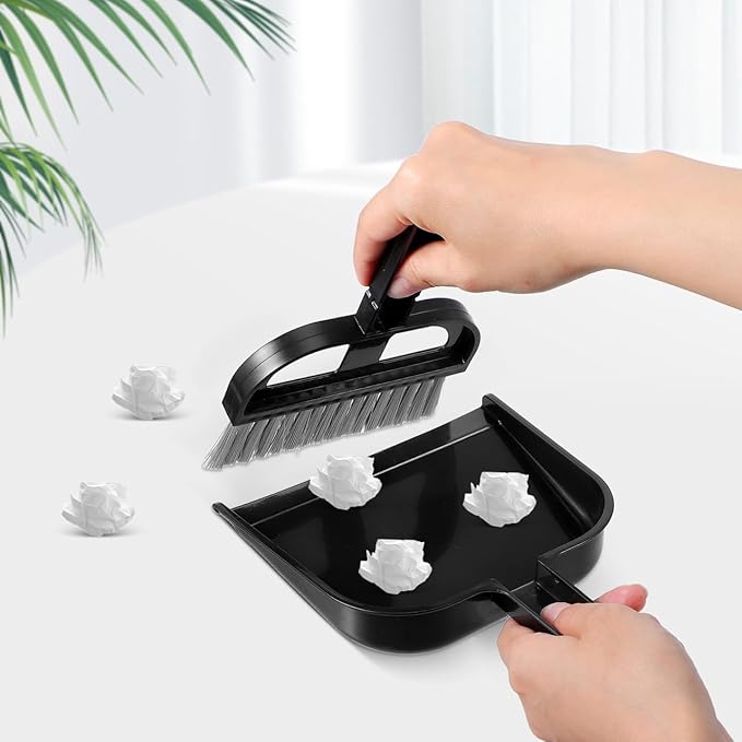 Ipetboom Keyboard Cleaning Brush and Mini Dustpan Set Compact 2-Piece Desktop Cleaning Tool for Laptops Keyboards Drawers and Small Spaces Black 8.46 X 6.29 Inches