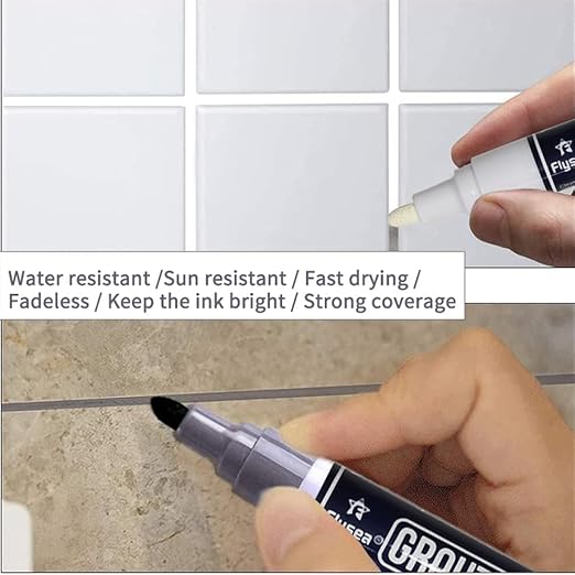 5 PCS Tile Grout Pen Home Repair Pen Tile Paint Markers for Tiles Floor Wall Bathroom Kitchen Repair Tools (White)