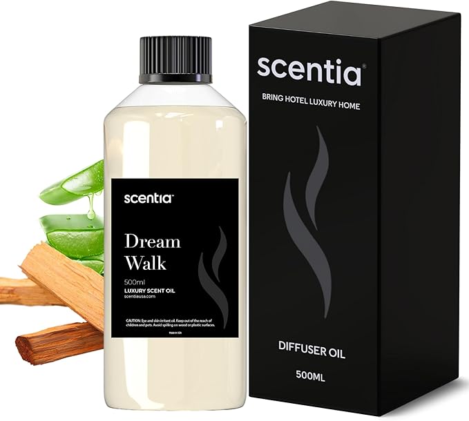 Scentia Hotel Diffuser Oil Inspired by The 5- Star Hotel Scent - 500 ml 16.9 fl oz - Essential Oil Blend for Diffuser Refill,White Tea Oil for Aromatherapy Diffusers and Humidifiers - Dream Walk