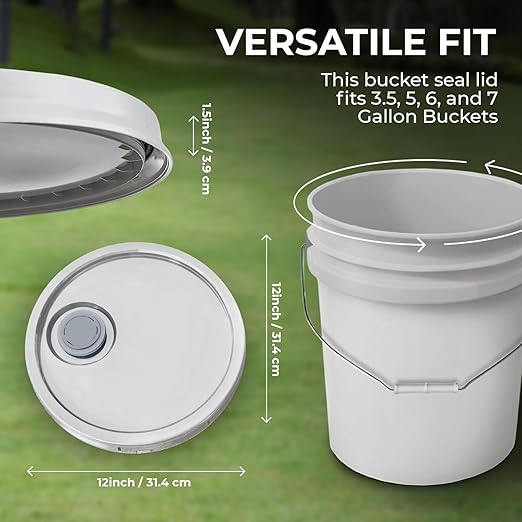 5-Gallon White Bucket Pail with Spout Lid, Metal Handles with Plastic Grip for Easy Carrying, Easy Stack and Store, Heavy-Duty Extra Durable, Food Grade, BPA Free - 3 Pack