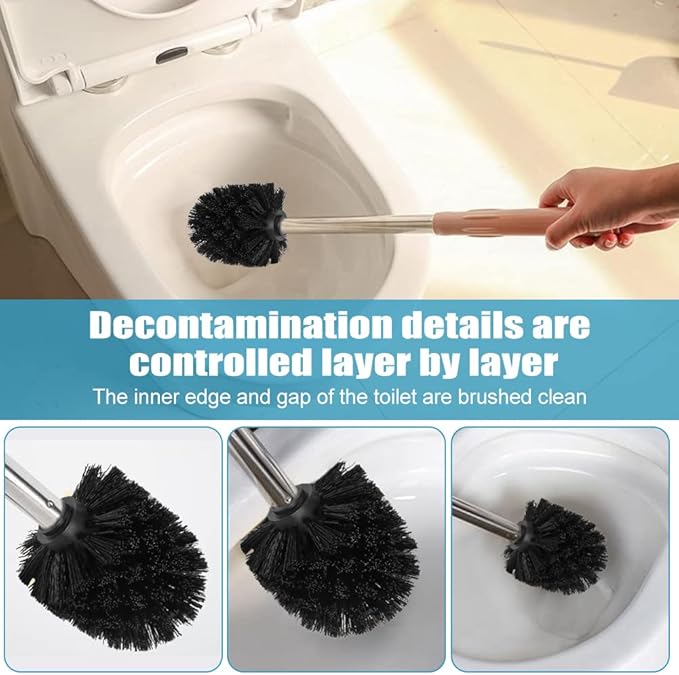 Saycker Toilet Brush Replacement Head Cleaning Tool, 2PCS Toilet Bowl Brush Head with Durable Stiff Bristles Screw-On Design for Bathroom (Black)