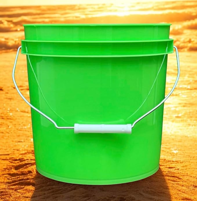 House Naturals 2 Gallon Food Grade - BPA Free Made in USA Buckets Lime Color pails with Screw On Gasket Lids (2, Lime - Blue lids)