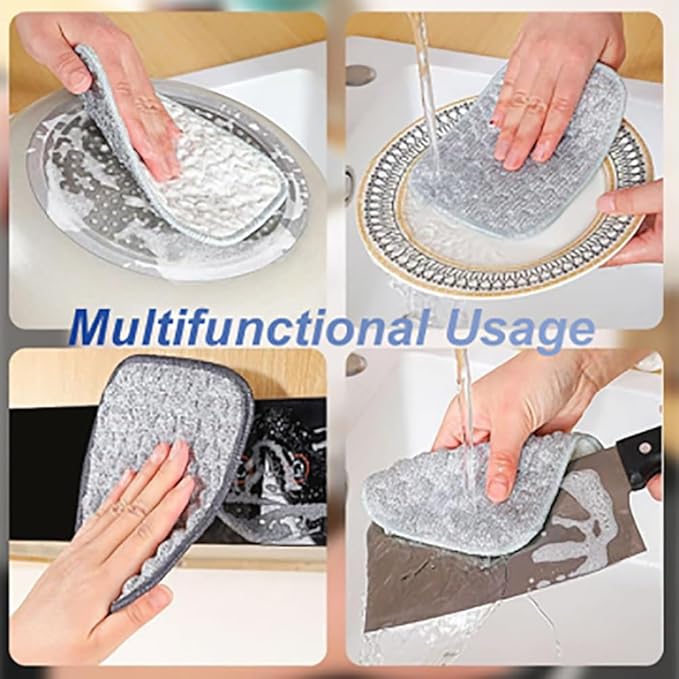 Double-Side Scratch-Free Wire Dishcloth, Multipurpose Wire Dishwashing Rags for Wet and Dry Non Scratch Dishcloth Rag, Reusable Metal Scrubbing Pads Sponge Cloths for Kitchen Cleaning (5pcs)