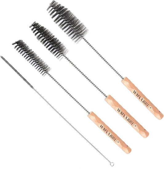 4pcs Household Pipe Cleaning Brush Set with Stainless Steel Bristles, 17 in Extra Long Stainless Steel Handle, Kitchen Scrub Cleaning Brushes, Lab Brushes for Auto Parts, Machinery, Water Pumps, Etc.
