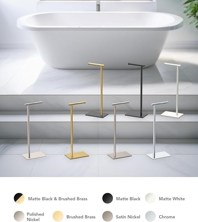 Gatco 1431PN Modern Rectangle Base Freestanding Toilet Paper Holder, 21.25", Polished Nickel with Weighted Base
