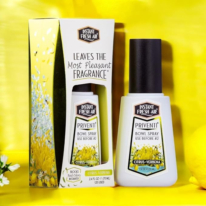 Signature PRIVENTI Toilet Spray, Citrus-Verbena Scent Bathroom Spray with Noxban Technology Odor Elimination, Travel Size, Long-Lasting Freshness for Home, Travel or Work, 2.4 Oz. - INSTANT FRESH AIR