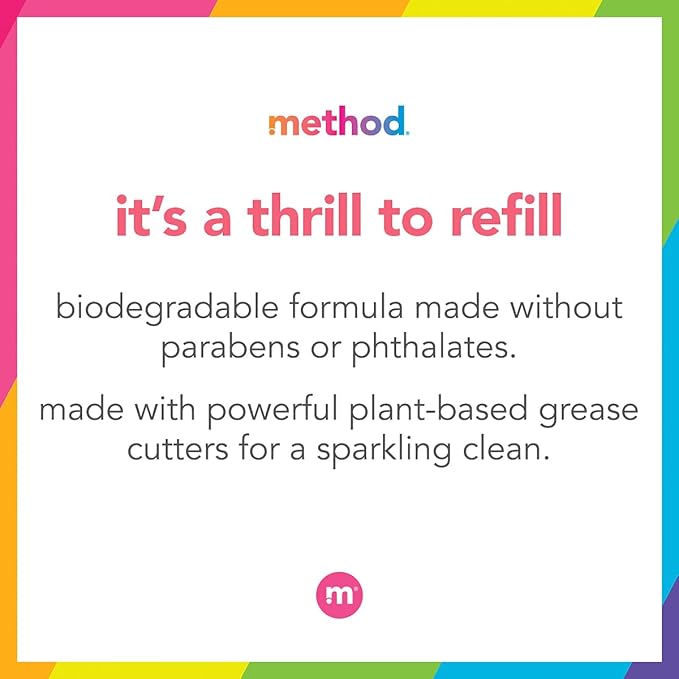 Method Gel Dish Soap Refill, Lime + Sea Salt Scent, Powerful Cleaning Formula, Large Refill Tub, Biodegradable Formula, Cuts Through Grease, 54 Fl Oz (Pack of 4)