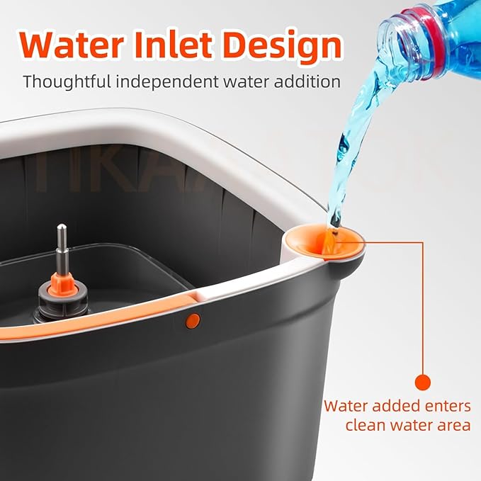 KZKR Spin Mop and Bucket Set with 8 Replaceable Microfiber Mop Pads with Self Separation Dirty and Clean Water System, Self Wringing 360° Rotating Square Mop Head for Hardwood Tile Marble Floors