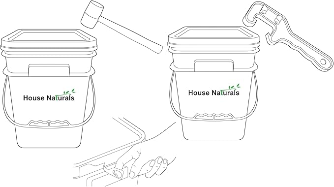 House Naturals 4 Gallon Square Food Grade Bucket Pail with Lid (Pack of 4) Made in USA containers (Black)