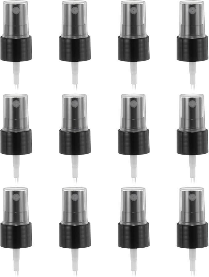 uxcell 12 Pcs Black Spray Top, 20/410 Fine Mist Sprayer Reusable Replacement Spray Bottle Pump Plastic Top for Cosmetic Perfume and Body Sprays Bottle