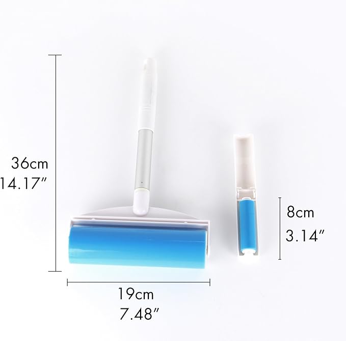 iLifeTech Reusable Sticky Picker Set Cleaner Lint Roller Pet Hair Remover Brush, Blue 8 inch Large Size + Pocket Size