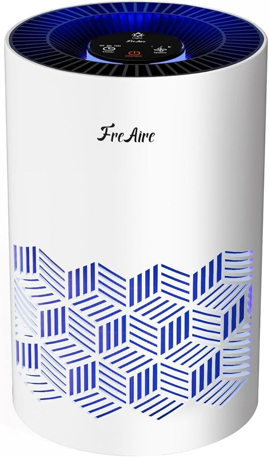 FreAire Air Purifiers for Bedroom Covers Up to 1086 Ft², Air Purifiers for Home, HEPA Air Purifier with Lights, Air Purifier Removes Dust Smoke Pollen Dander Smell, for Home/Pets/Bedroom (White)