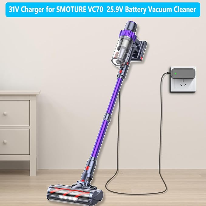 IOKOFJOA 31V Charger for 25.9V Battery Vacuum Cleaner Replacement for SMOTURE VC70 VC80 25.9V Battery 40KPA 450W Cordless Vacuum Cleaner Adapter Charger