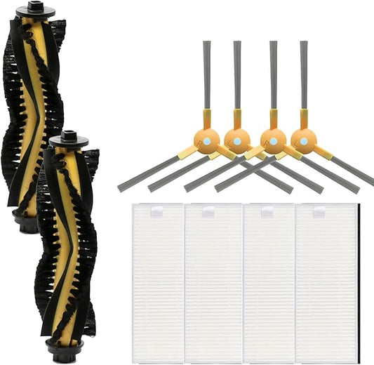 Replacement Parts Compatible with Tesvor S6 X500 X520 X600 Pro M1 Robot Vacuum Cleaner Accessories, 2 Main Roller Brush 4 HEPA Filters 4 Side Brushes