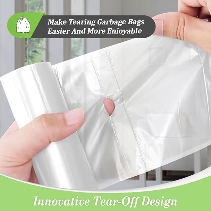 10 Gallon 40 Counts Strong Trash Bags Garbage Bags by Teivio, Bathroom Trash Can Bin Liners, Plastic Bags for home office kitchen, Clear