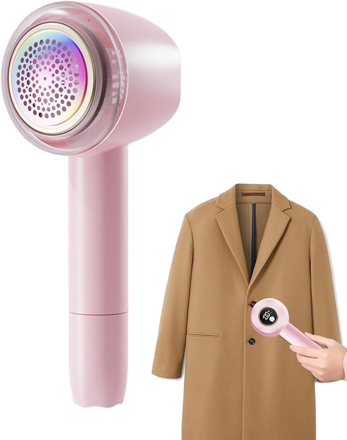 Fabric Lint Shaver, Clothes Fuzz Shaver, USB Powered Shaver and Lint Brush 2 in 1, Laundry Supplies to Remove Fuzz, Lint Balls, Pills On Clothes, Sweater, Seat Mat, Sofa, Furniture, Bedding (Pink)