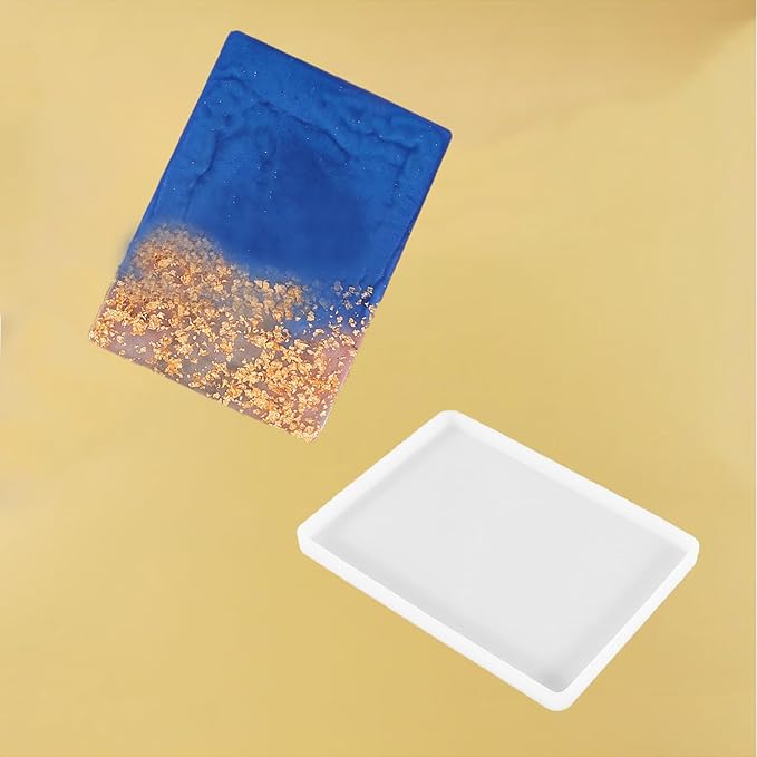 4 Pcs 7x5 inch Resin Tray Molds, Rectangle Silicone Molds, Flat Concrete Molds Resin Epoxy Silicone Board for Epoxy DIY Crafts