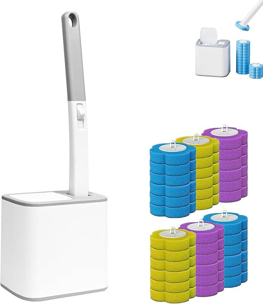 Disposable Toilet Brush with Holder, Disposable Toilet Cleaning System with 36 Refills, Toilet Wand Kit for Bathroom Toilet Cleaning (Disposable Toilet Brush)