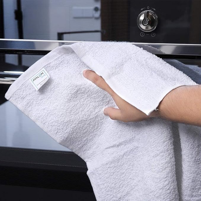 Avalon Towels Terry Bar Mop Towels (Value Pack of 12) Size 16"x19" – Absorbent and Durable, Multipurpose Cleaning Rags, Cotton Cleaning Cloths, Terry Cloth Rags, Reusable Shop Rag