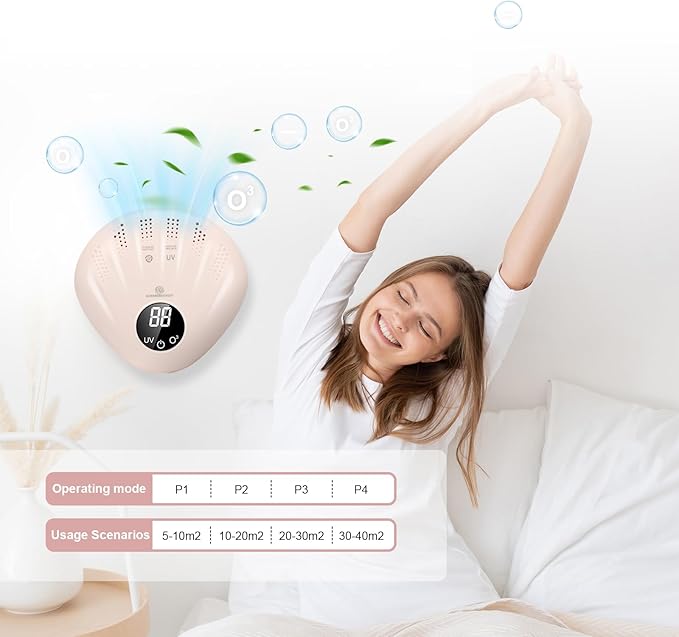 Ozone Machine Eliminator for Strong Odor, Portable Ozone Generator Odor, Rechargeable 10000mAh Odor Eliminator, For Car, Bedroom, Toilet, Kitchen, Smoke, Pet Odor Removal