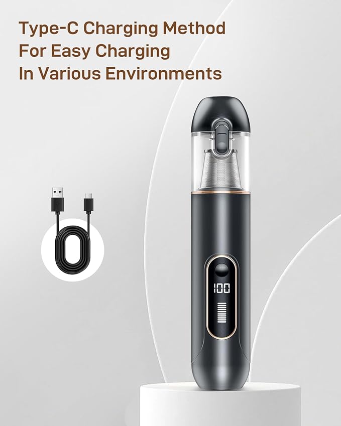 IOOKNA Car Vacuum, 3-in-1 Portable Cordless Handheld Vacuum Cleaner with HEPA Filter, Small Vacuum Type-C Charge, Blow & Suction and 20000pa Suction Power Blowing, for Car, Pet Hair, Office, Keyboards
