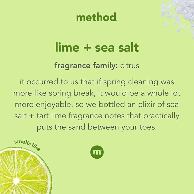 Method Gel Dish Soap, Lime + Sea Salt, Biodegradable Formula, Tough on Grease, 18 Fl Oz (Pack of 4)