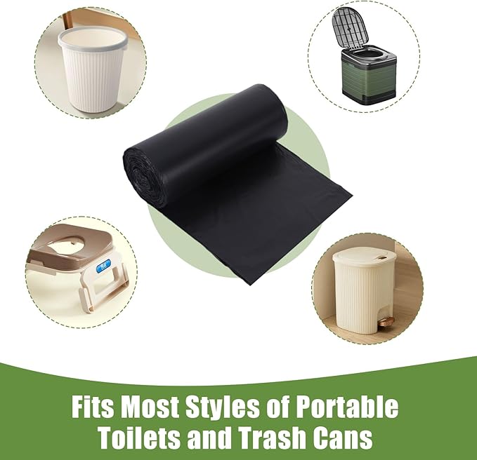 8 Gallon Portable Trash Bags, 60 Count Portable Toilet Bags, Outdoor Toilets Wag Bag Camping Compost Toilet Seat Bags Human Waste Kit for Adults Outdoor Travel Boating Camping Car Essentials