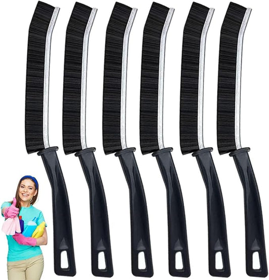 6-Piece Black Multi-Function Crevice Cleaning Brush Household Hard Bristle Narrow Brush Head Crevice Cleaning Tool