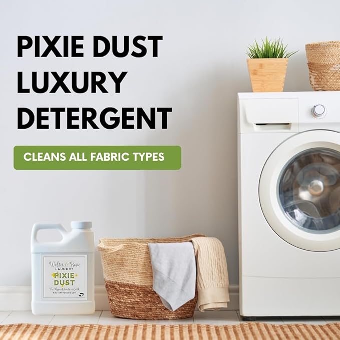 Walter & Rosie Pixie Dust Luxury Laundry Detergent - Infused with Pink Sugar and Champagne Bubbles - Cleans All Fabric Types - Machine Wash - 16 Oz - Highly Fragrant Laundry Detergent