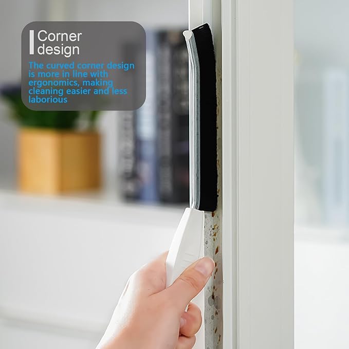 Hard Bristle Crevice Cleaning Brush for Tile Crevices, Bathrooms, Kitchens, Sinks, Non-Slip Handle Design (2 Pack)