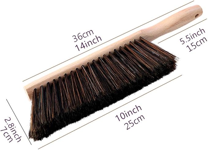 Hand Brush Soft Bristles Wooden Handle Small Hand Sweeper Brush 14 Inch Long (Brown)