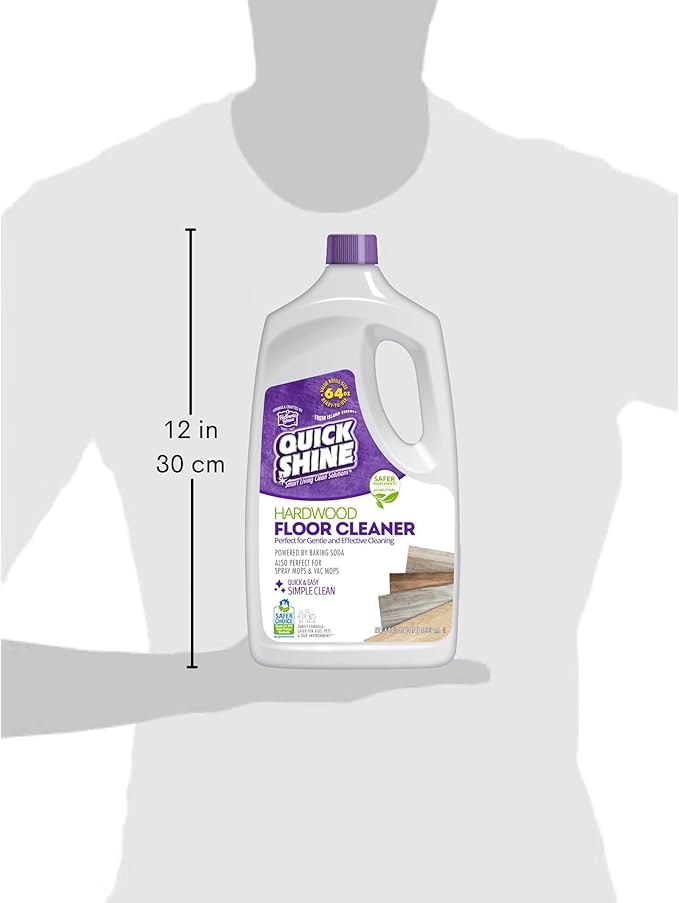 Quick Shine Hardwood Floor Cleaner 64oz | Use in Spray & Vac Mops | Removes Dirt & Scuff Marks | Ready-to-Use, Streak Free, No Rinse | Safer Choice Cleaner |Perfect for Gentle and Effective Cleaning