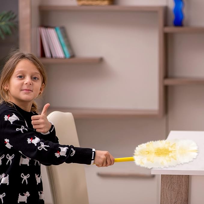 Vesici 150 Pcs Duster Refills Compatible with Swiffer Dusters Bulk Disposable Replacement Thickened with 1 Handle Heavy Duty for Cleaning, Office (Yellow)