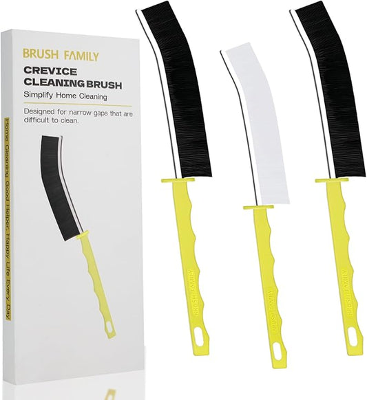 Crevice Cleaning Brush for Home Kitchen Bathroom, PBT Hard Bristle Crevice Brushes for Gaps, and Corners, Toilet, Sink, Window, and Household Cleaning (2Pcs Black+1White)