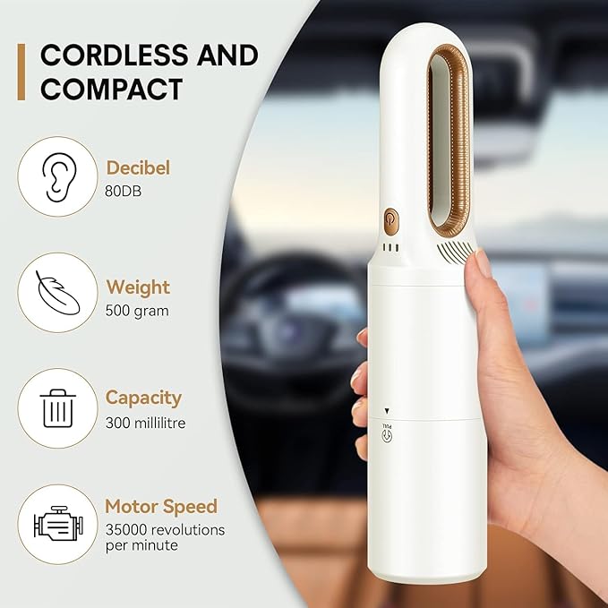 VANKICO Handheld Vacuum Cleaner, 2-in-1 Mini Cordless Vacuum Cleaner, USB Rechargeable Car Vacuum Portable, Quickly Dust Removal, for Hardwood Floor, Carpets, Pet Hair, Car, Office & Home Cleaning