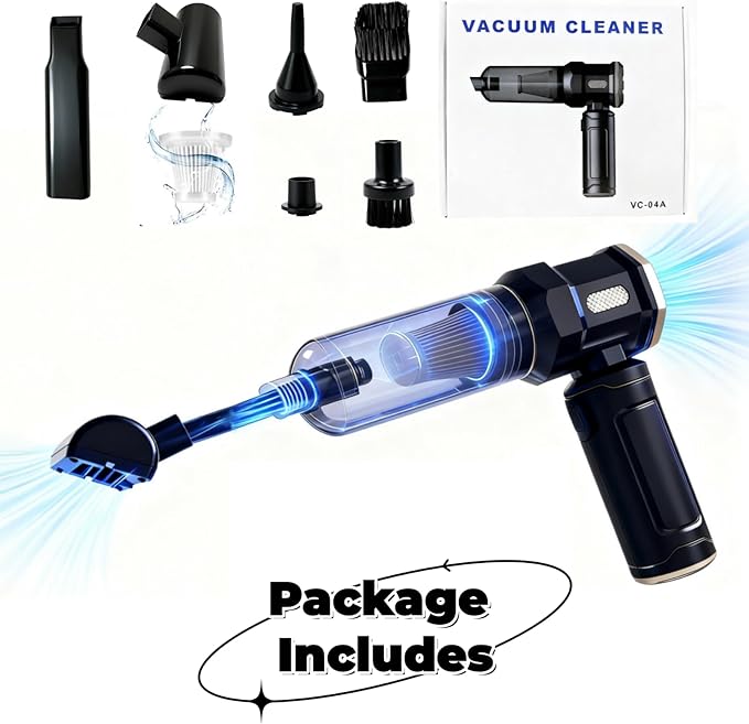 Handheld Car Vacuum Cleaner, 12000Pa Vacuum Cleaner and Air Duster, Portable Cordless Hand Held Vacuum with Brushless Motor and Multi-Nozzles for Car, Home, Office, Pet