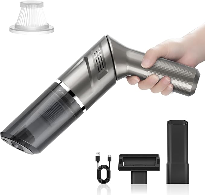 MZGO Cordless Car Vacuum Cleaner,Portable Handheld Vacuum with 90° Adjustable Handle,120W / 12000Pa Rechargeable Mini Dust Buster for Cars,Carpets and Pet Hair