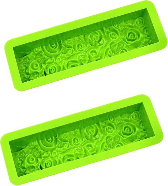 2 Pcs Flexible Rectangular Rose Soap Silicone Mold Flowers Craft Art Silicone Soap Mold Candle Making for Homemad Soap Crafts