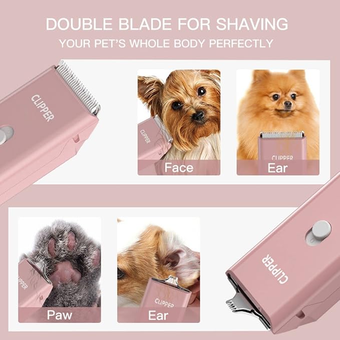 Grimgrow Dog Cat Home Hair Waterproof Clipper Portable Electric USB Rechargeable Pet Grooming Tools Low Noise Shaver Cordless Trimmer for Small and Large Pets