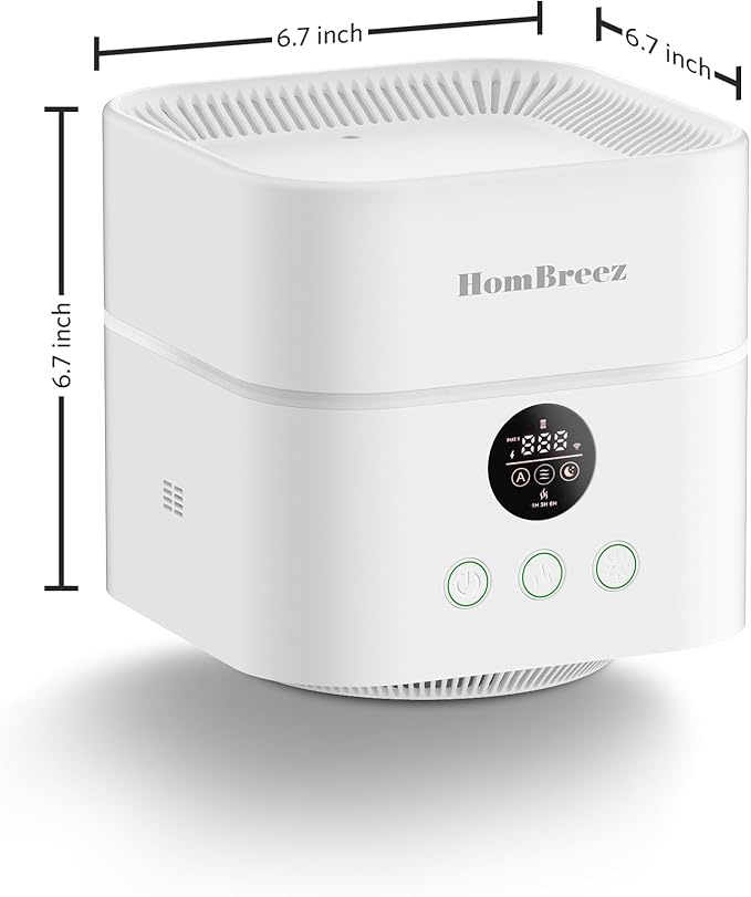 Air Purifier and Humidifier Combo for Bedroom, Covers Up to 200ft², H13 True HEPA Filter, 500ML Water Tank, Quiet Cool Mist Top Fill Essential Oil Diffuser for Baby, Pet Room, White